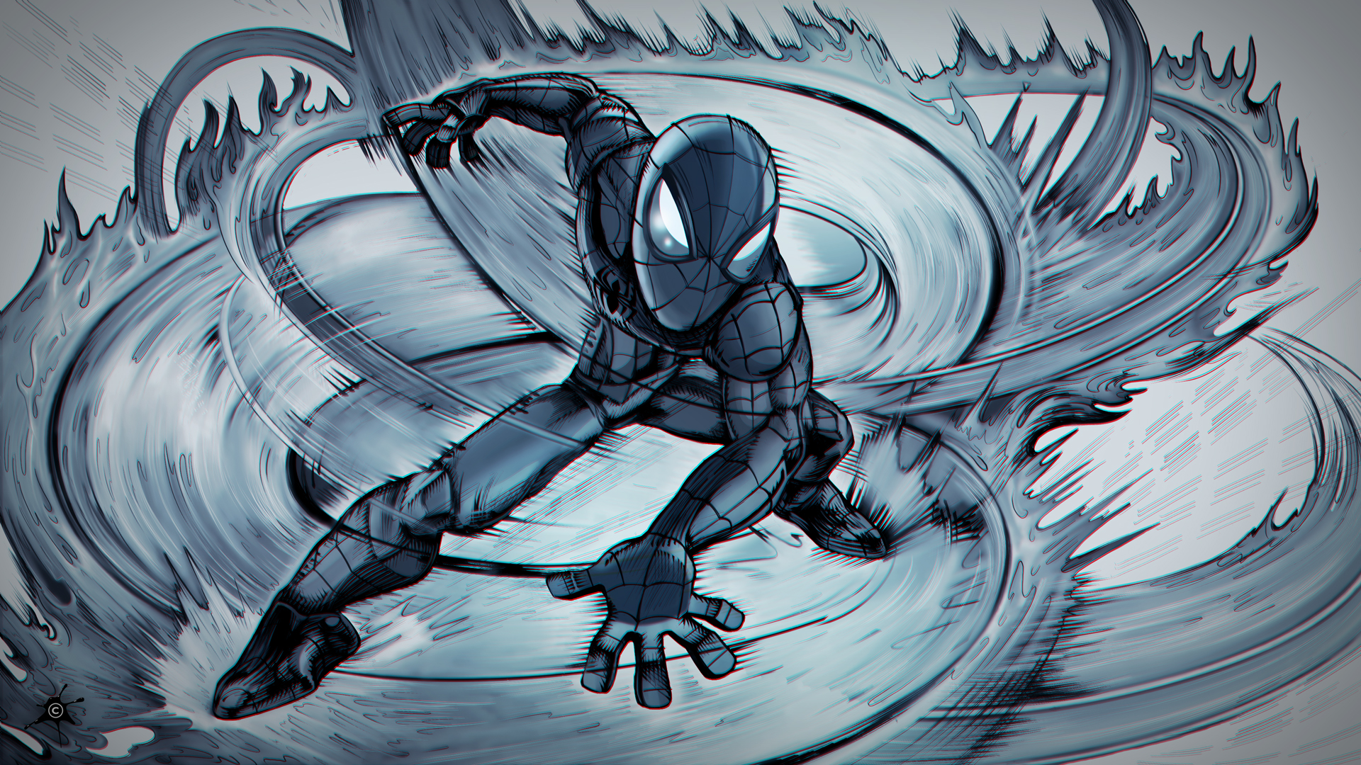 Spiderman Infinity B&W Render